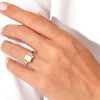 Emerald Cut Moonstone Engagement Ring with Marquise and Round Moissanite Sidestones