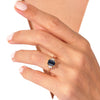 Emerald Cut Blue Sandstone Engagement Ring with Marquise Moissanite Sidestones.
