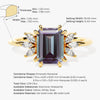 Emerald Cut Lab Alexandrite Engagement Ring with Marquise Moissanite Sidestones