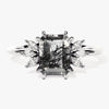 Emerald Cut Black Rutilated Quartz Engagement Ring with Marquise Moissanite Sidestones