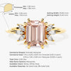 Emerald Cut Peach Morganite Engagement Ring with Marquise Sidestones