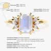 Emerald Cut Moonstone Engagement Ring with Marquise Moissanite Sidestones