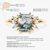 Emerald Cut Moss Agate Engagement Ring with Marquise Moissanite Sidestones