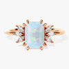 Emerald Cut Opal Engagement Ring with Marquise Moissanite Sidestones