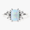 Emerald Cut Opal Engagement Ring with Marquise Moissanite Sidestones