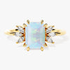 Emerald Cut Opal Engagement Ring with Marquise Moissanite Sidestones