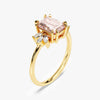 Emerald Cut Peach Morganite Engagement Ring with Marquise Sidestones