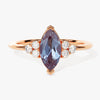 Marquise Lab Alexandrite Engagement Ring with Moissanite Sidestones