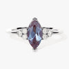 Marquise Lab Alexandrite Engagement Ring with Moissanite Sidestones