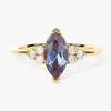 Marquise Lab Alexandrite Engagement Ring with Moissanite Sidestones