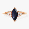 Marquise Blue Sandstone Engagement Ring with Moissanite Sidestones.