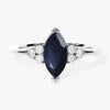 Marquise Blue Sandstone Engagement Ring with Moissanite Sidestones.