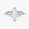 Marquise Moonstone Engagement Ring with Moissanite Sidestones