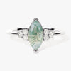 Marquise Moss Agate Engagement Ring with Moissanite Sidestones