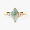 Marquise Moss Agate Engagement Ring with Moissanite Sidestones