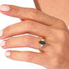 Marquise Moss Agate Engagement Ring with Moissanite Sidestones