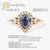 Pear Halo Lab Alexandrite Engagement Ring with Moissanite Sidestones