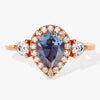 Pear Halo Lab Alexandrite Engagement Ring with Moissanite Sidestones