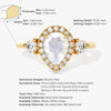 Pear Halo Moonstone Engagement Ring with Moissanite Sidestones