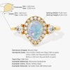 Pear Halo Opal Engagement Ring with Moissanite Sidestones