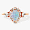Pear Halo Opal Engagement Ring with Moissanite Sidestones