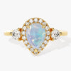 Pear Halo Opal Engagement Ring with Moissanite Sidestones