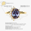 Oval Lab Alexandrite Engagement Ring with Round Moissanite Sidestones