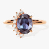Oval Lab Alexandrite Engagement Ring with Round Moissanite Sidestones