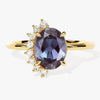 Oval Lab Alexandrite Engagement Ring with Round Moissanite Sidestones