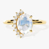 Oval Moonstone Engagement Ring with Round Moissanite Sidestones