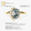Oval Moss Agate Engagement Ring with Round Moissanite Sidestones