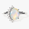 Oval Opal Engagement Ring with Round Moissanite Sidestones