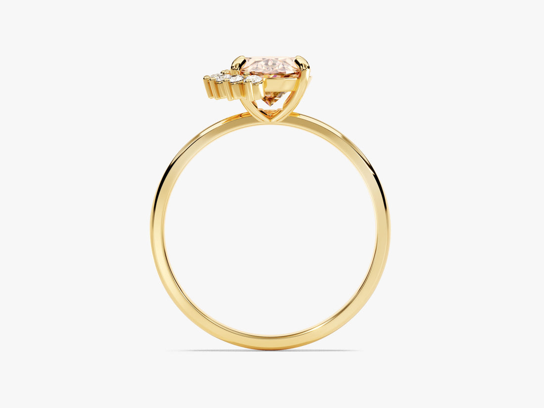 Oval Cut Peach Morganite Engagement Ring with Round Moissanites