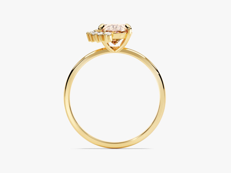 Oval Cut Peach Morganite Engagement Ring with Round Moissanites