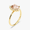 Oval Cut Peach Morganite Engagement Ring with Round Moissanites