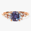 Round Lab Alexandrite Engagement Ring with Moissanite Cluster