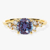 Round Lab Alexandrite Engagement Ring with Moissanite Cluster