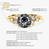 Round Black Rutilated Quartz Engagement Ring with Moissanite Cluster