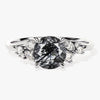 Round Black Rutilated Quartz Engagement Ring with Moissanite Cluster