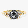 Round Black Rutilated Quartz Engagement Ring with Moissanite Cluster