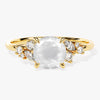 Round Moonstone Engagement Ring with Moissanite Cluster