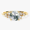 Round Moss Agate Engagement Ring with Moissanite Cluster