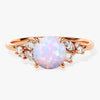 Round Opal Engagement Ring with Moissanite Cluster