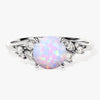 Round Opal Engagement Ring with Moissanite Cluster