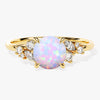 Round Opal Engagement Ring with Moissanite Cluster