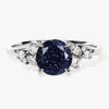 Round Blue Sandstone Engagement Ring with Moissanite Cluster.