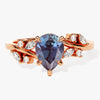 Pear Lab Alexandrite Engagement Ring with Moissanite Cluster