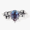 Pear Lab Alexandrite Engagement Ring with Moissanite Cluster