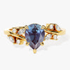 Pear Lab Alexandrite Engagement Ring with Moissanite Cluster