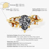 Pear Black Rutilated Quartz Engagement Ring with Moissanite Cluster.
